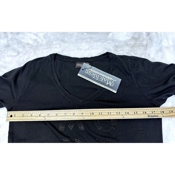 Matchless Women's Cotton Black Long Sleeve Embelished T-Shirt SZ L Made in Italy - Picture 11 of 16